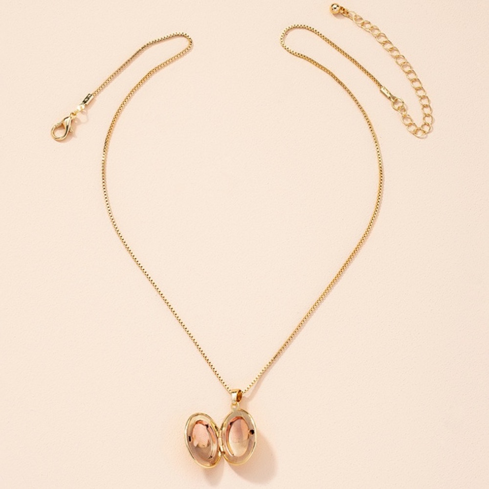 Gold Plated Snake Chain Locket Necklace - Picture 2 of 4